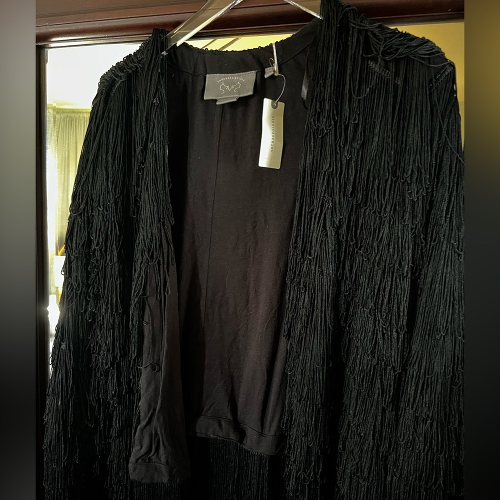 Anthropologie Black Fringe Jacket - Picture 5 of 6